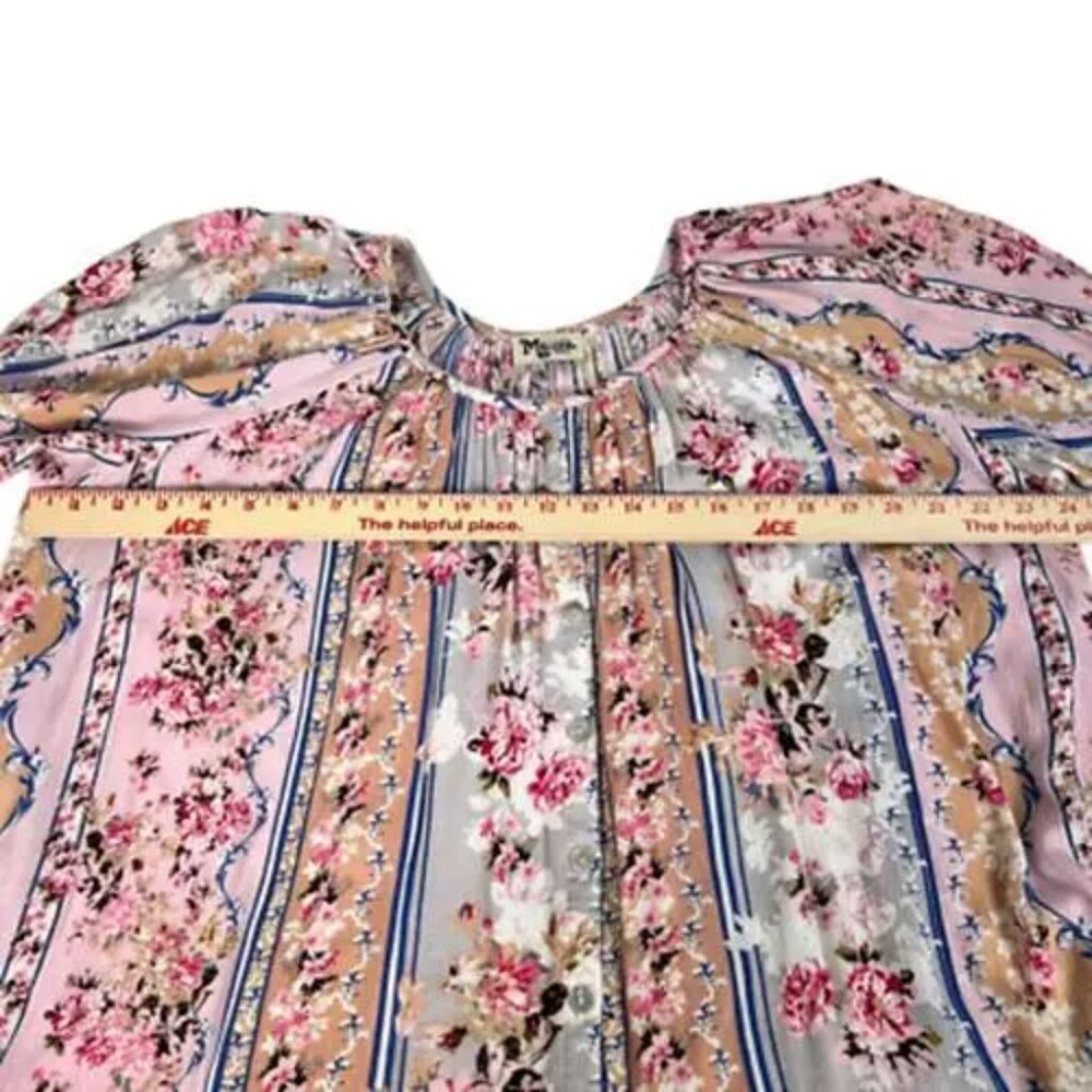 Show Me Your Mumu Womens Peasant Blouse Top Shirt Floral 3/4 Sleeve Blouse Sz S - Picture 7 of 8